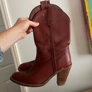 Frye Women's Red Leather Heeled Boots